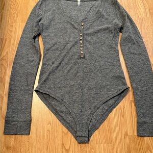 Free People Grey Bodysuit